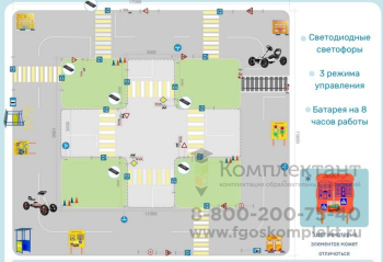 Автогородок Innovator Children's Traffic Park Макси (2 веломобиля + 5 макетов зданий)