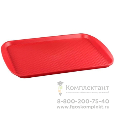Поднос пластиковый прямоугольный 420х300х20 мм (красный) арт. 422106704, в упак.16 шт. фото 1