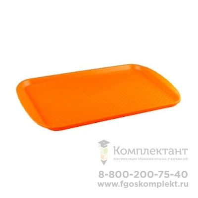 Поднос пластиковый прямоугольный 420х300х20мм (оранжевый) арт. 422106708 в упак. 16 шт. фото 1